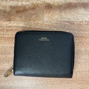 A.P.C. Black Emmanuel Leather Zip Wallet